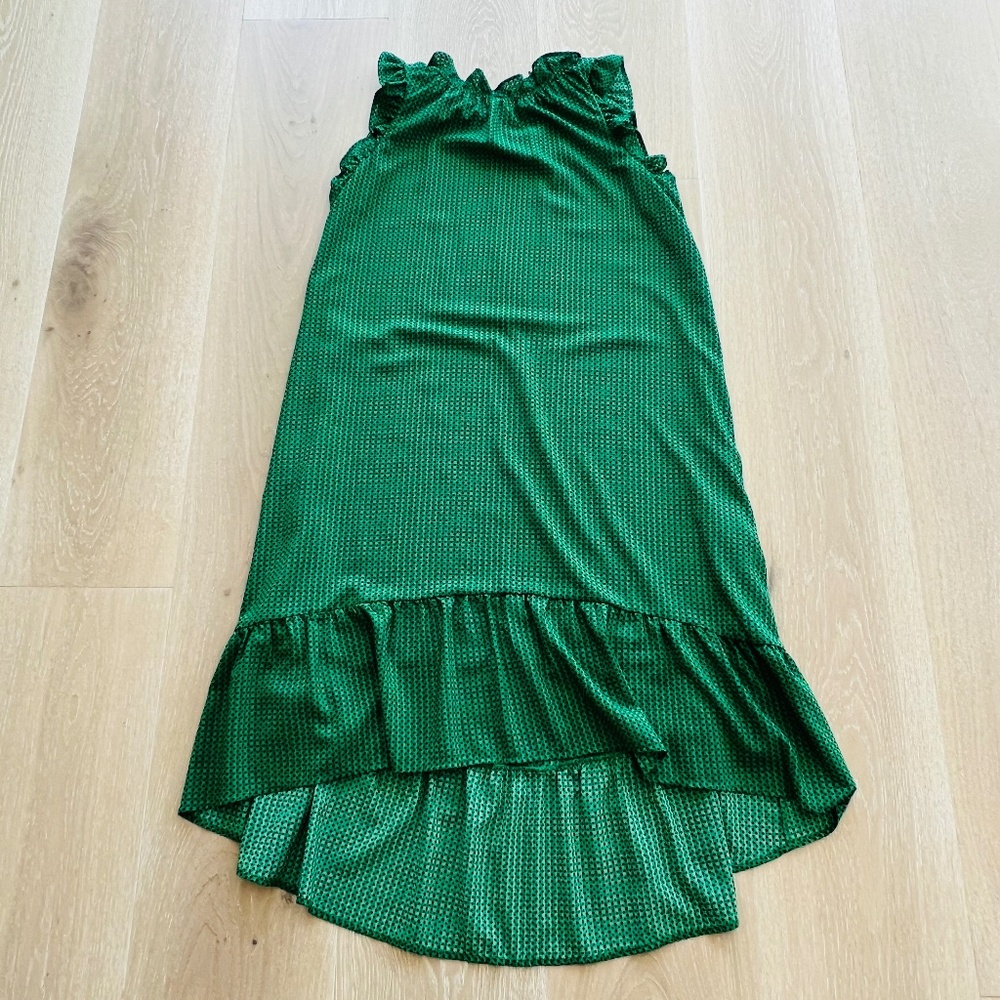 Who What Wear Target Sleeveless Polka Dot Green Midi Dress Size Medium